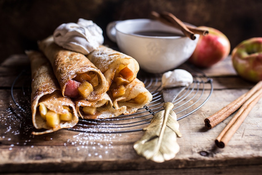 Apple Pie Crepes with Pumpkin Spice Whipped Mascarpone