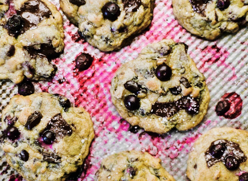 Blueberry Almond Chocolate Chip Cookies
