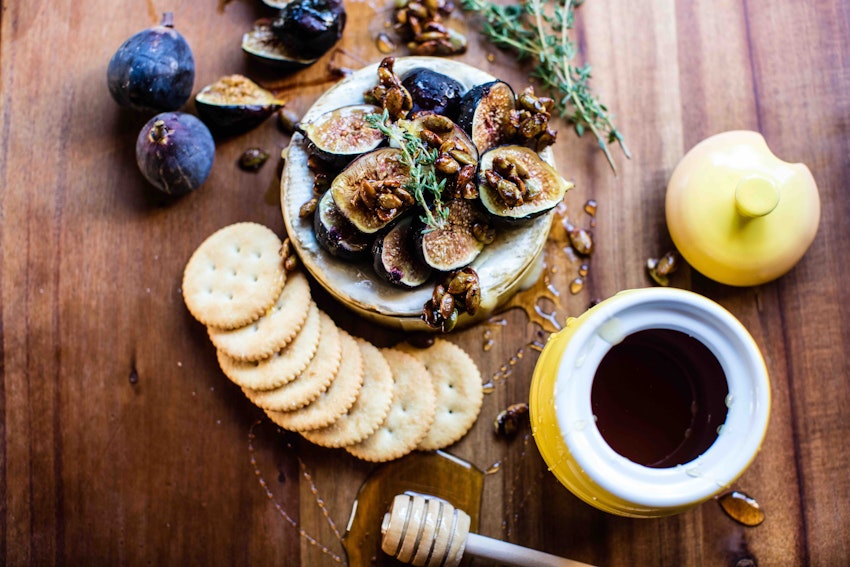 Fig Baked Brie with Butter Toasted Pumpkin Seeds Recipe