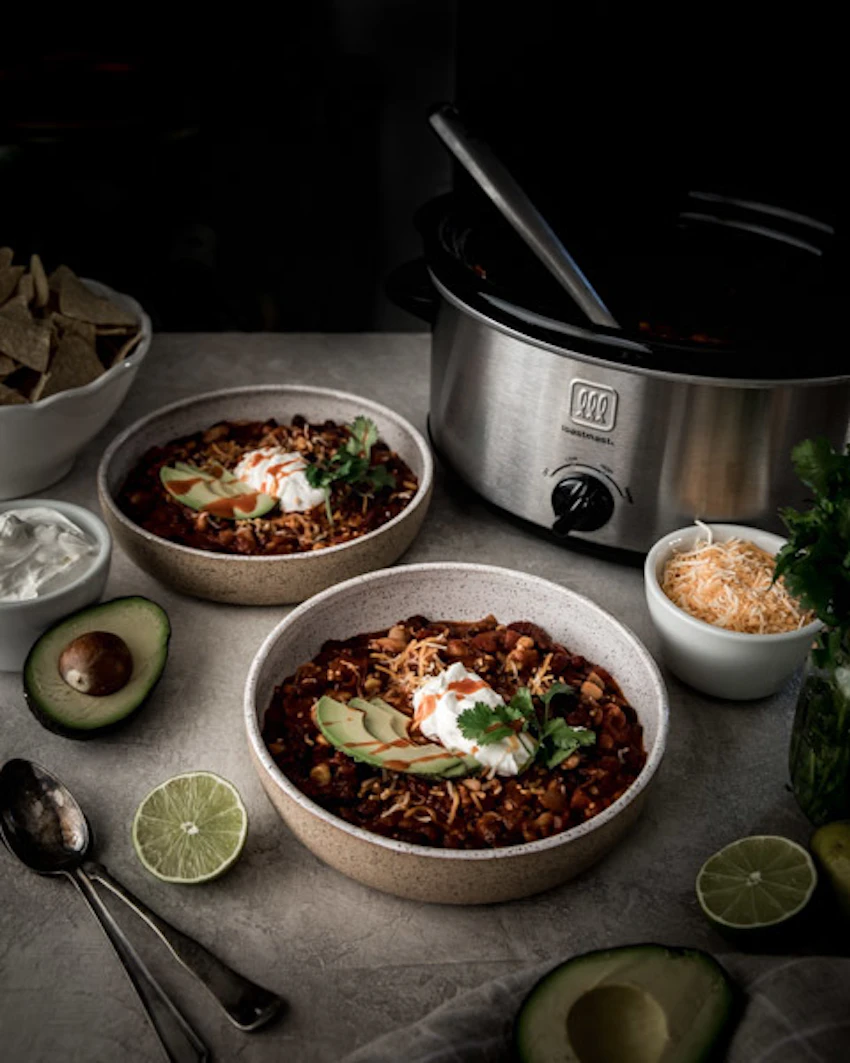 Slow Cooker Three Bean Chili The Inspired Home