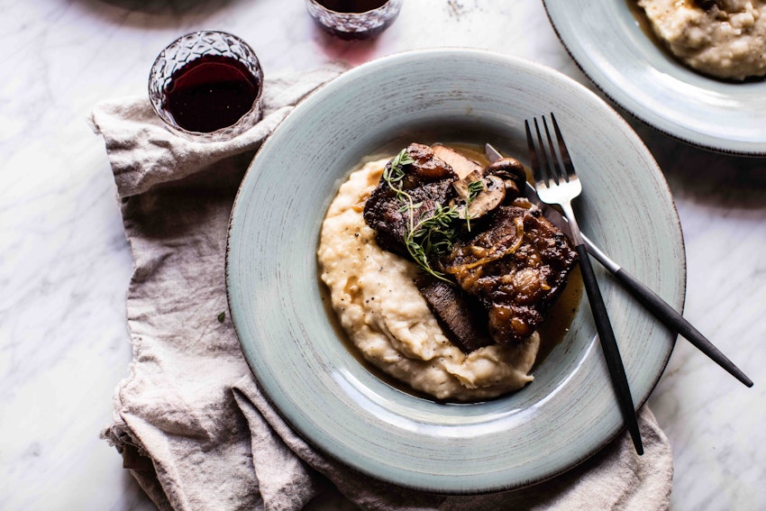 Apple Cider Braised Short Ribs with Brown Butter Mashed Potatoes