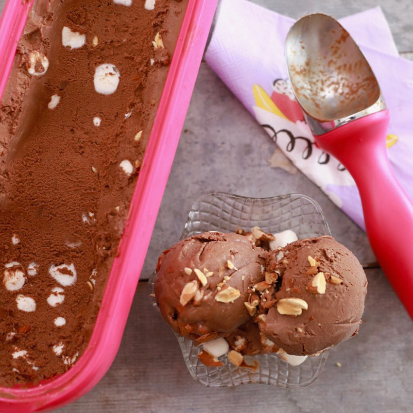 Homemade Rocky Road Ice Cream to Satisfy Those Chocolate Cravings