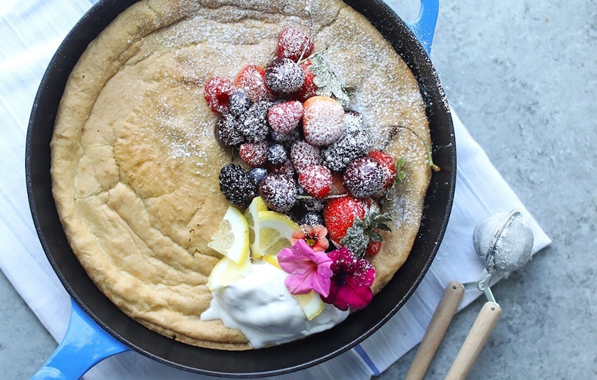 Paleo Dutch Baby Pancakes with Fresh Berries & Whipped Coconut Cream