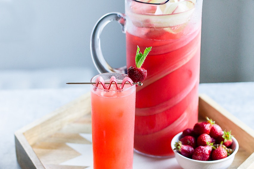 Strawberry Rhubarb Pitcher Cocktails
