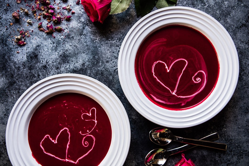 Roasted Beet and Goat Cheese Soup