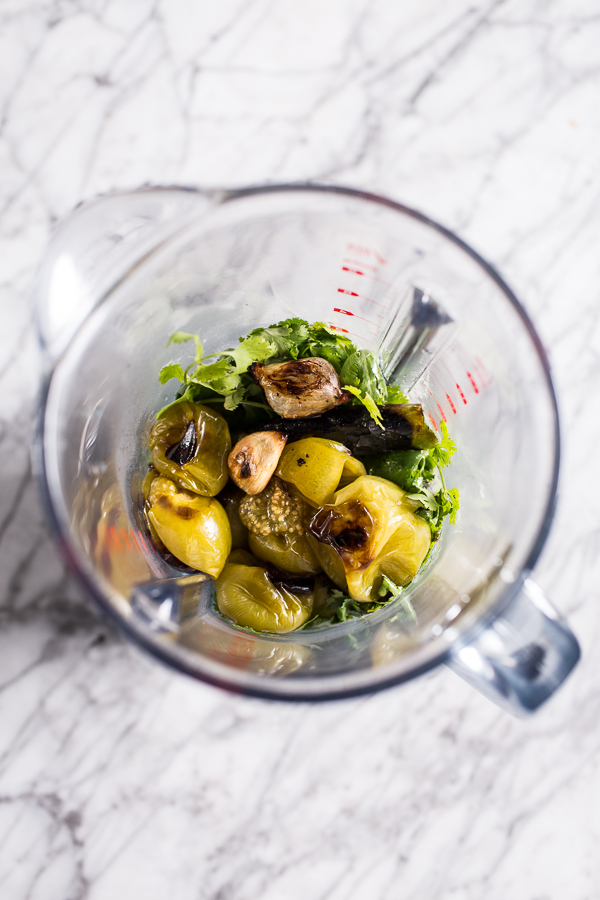 Spicy Pork Al Pastor Quesadilla with Roasted Tomatillo Salsa Verde