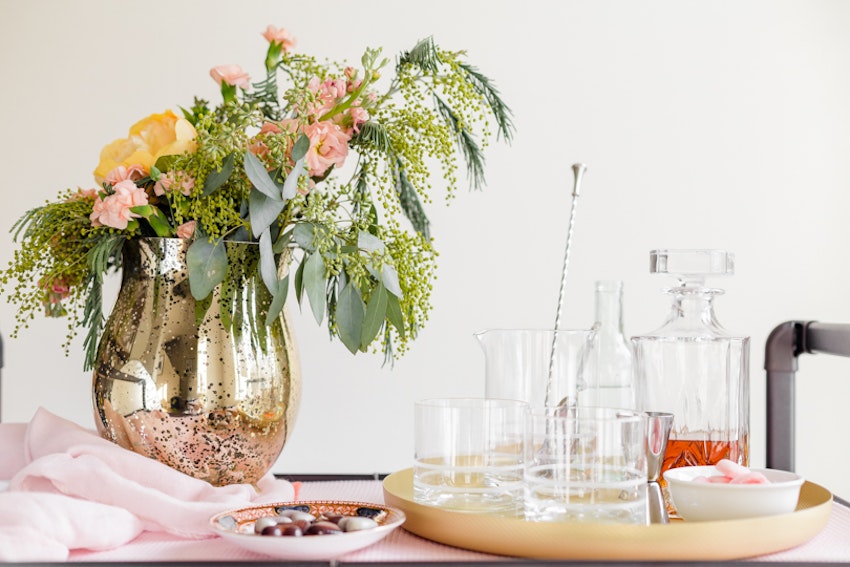 How to Style a Pretty Bar Cart for Valentine's Day (or Any Day)