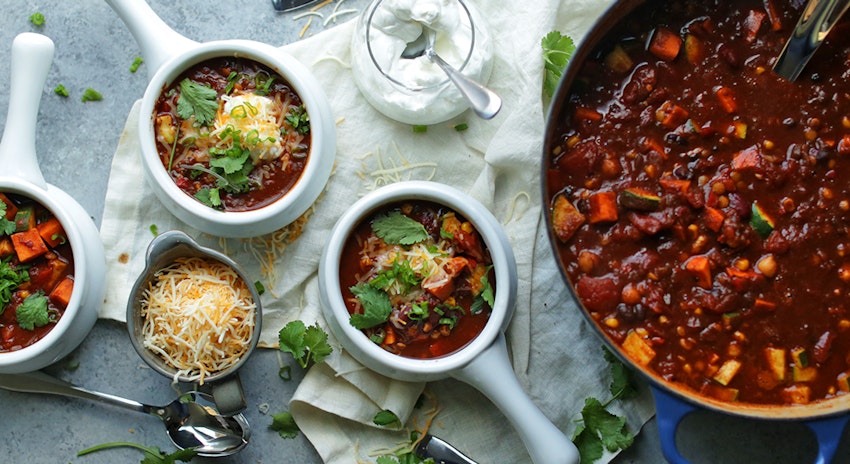 Vegetarian Chili Recipe with Sweet Potatoes and Lentils