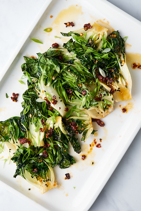 Spicy Garlic Roasted Bok Choy Recipe | The Inspired Home