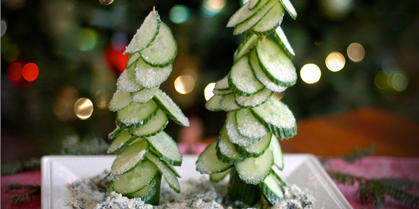 Festive Cucumber Tree Appetizers & Gourmet Gifts for Kids
