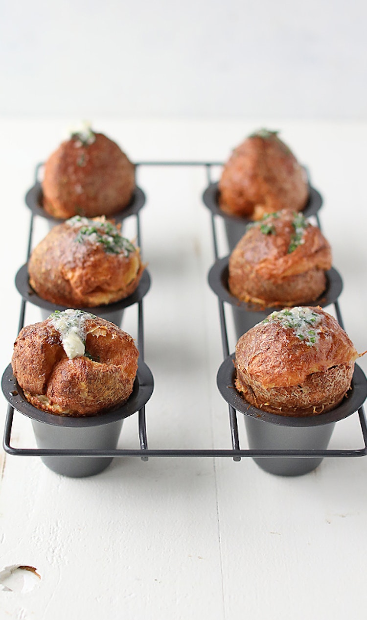 Gruyère Cheese Popovers with Garlic & Herb Butter | The Inspired Home