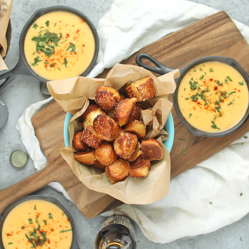 Homemade Pretzel Bites with Beer Cheese Dipping Sauce