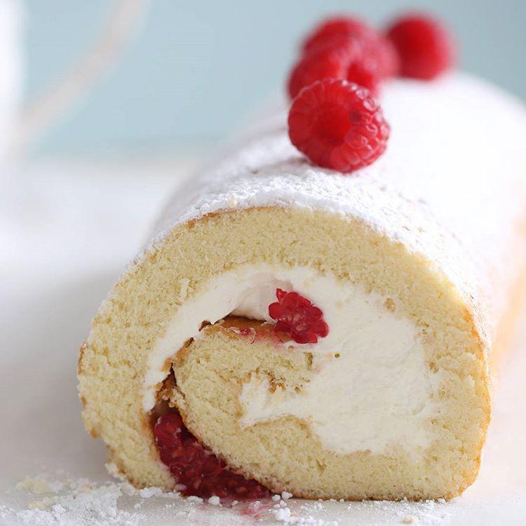 Roulade W/ Raspberries & Cream Recipe | Manuela Kjeilen | The Inspired Home