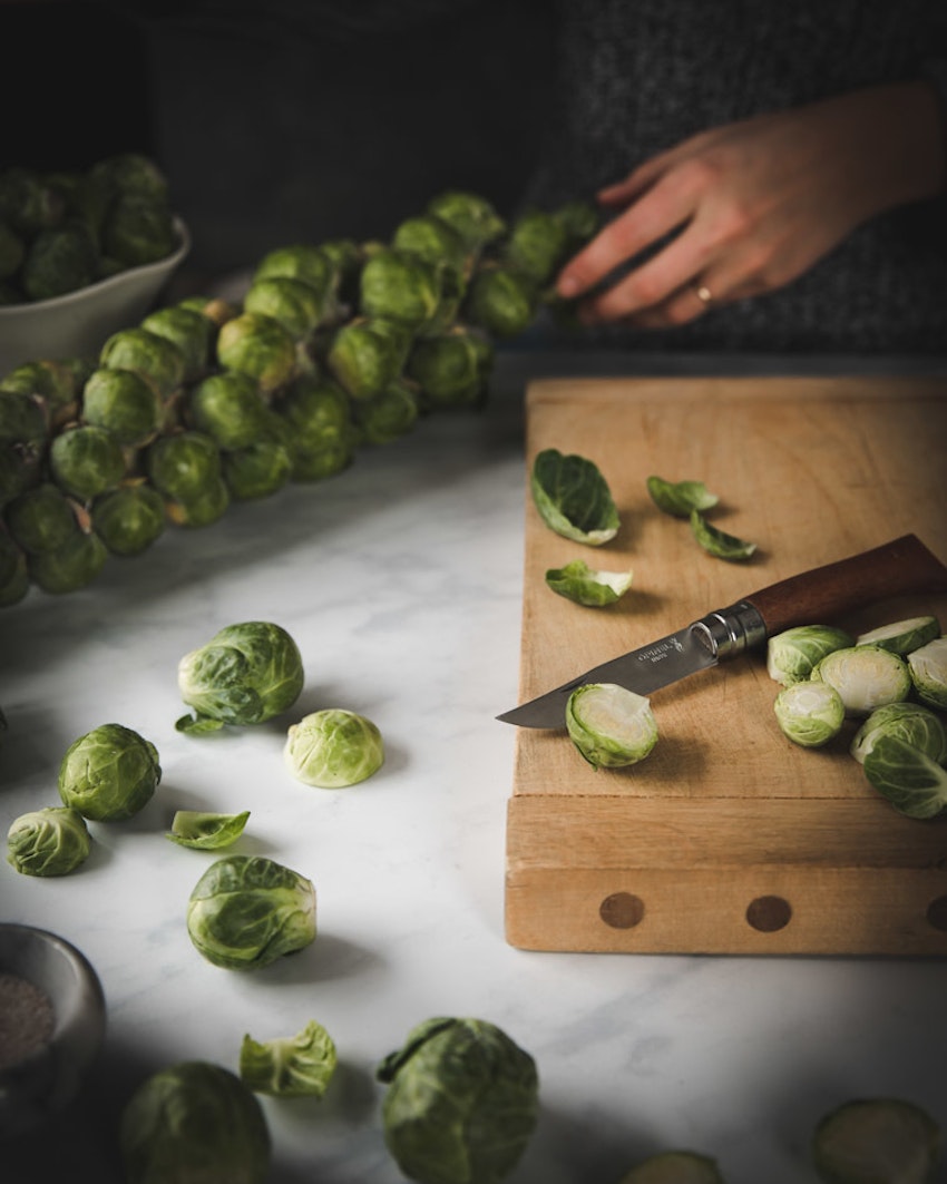 Thai-Style Brussels Sprouts Recipe | TheInspiredHome.com #brusselssprouts #recipe #roasted #thai #easy #sauteed #stovetop Thaibrusselsproutsrevised 1